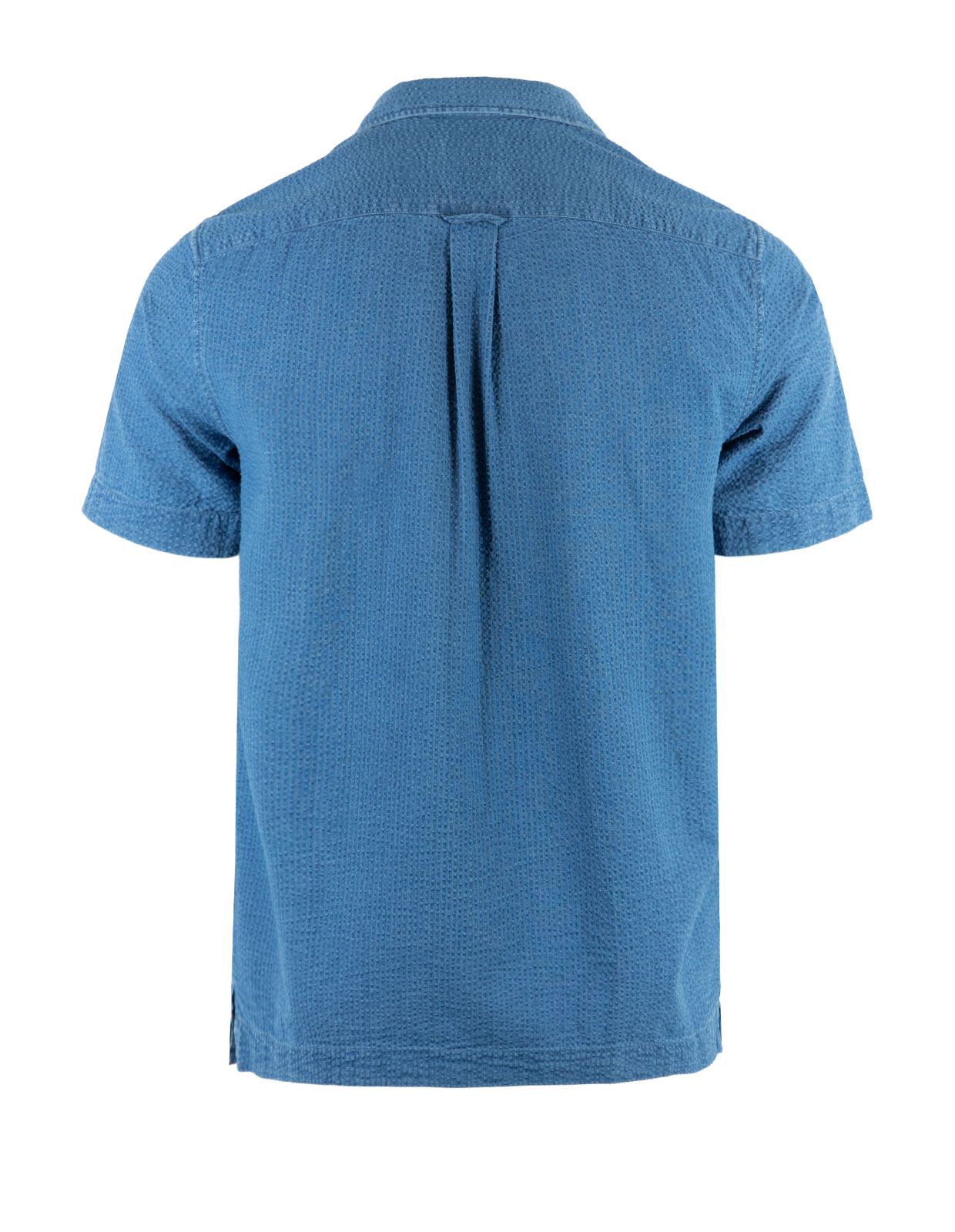 Seersucker Short Sleeve Shirt Washed Blue