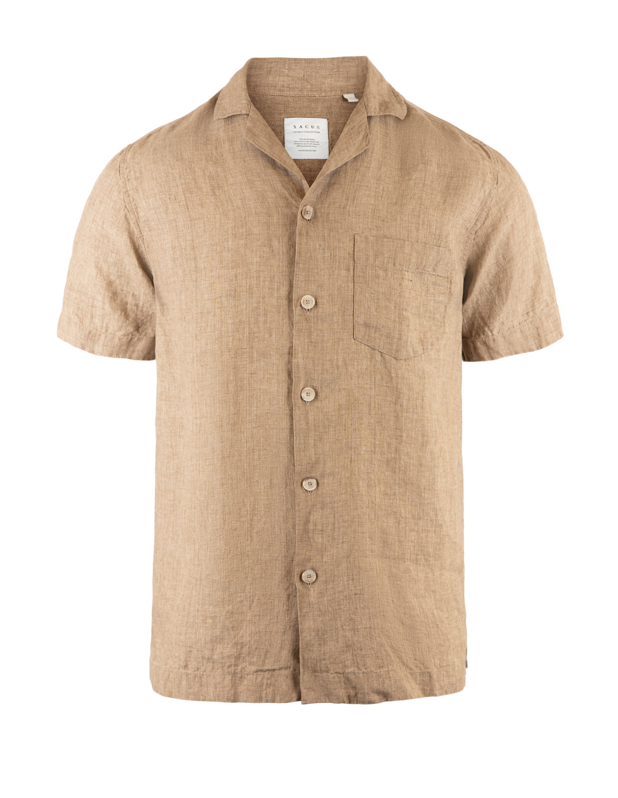 Linen Short Sleeve Shirt Light Brown