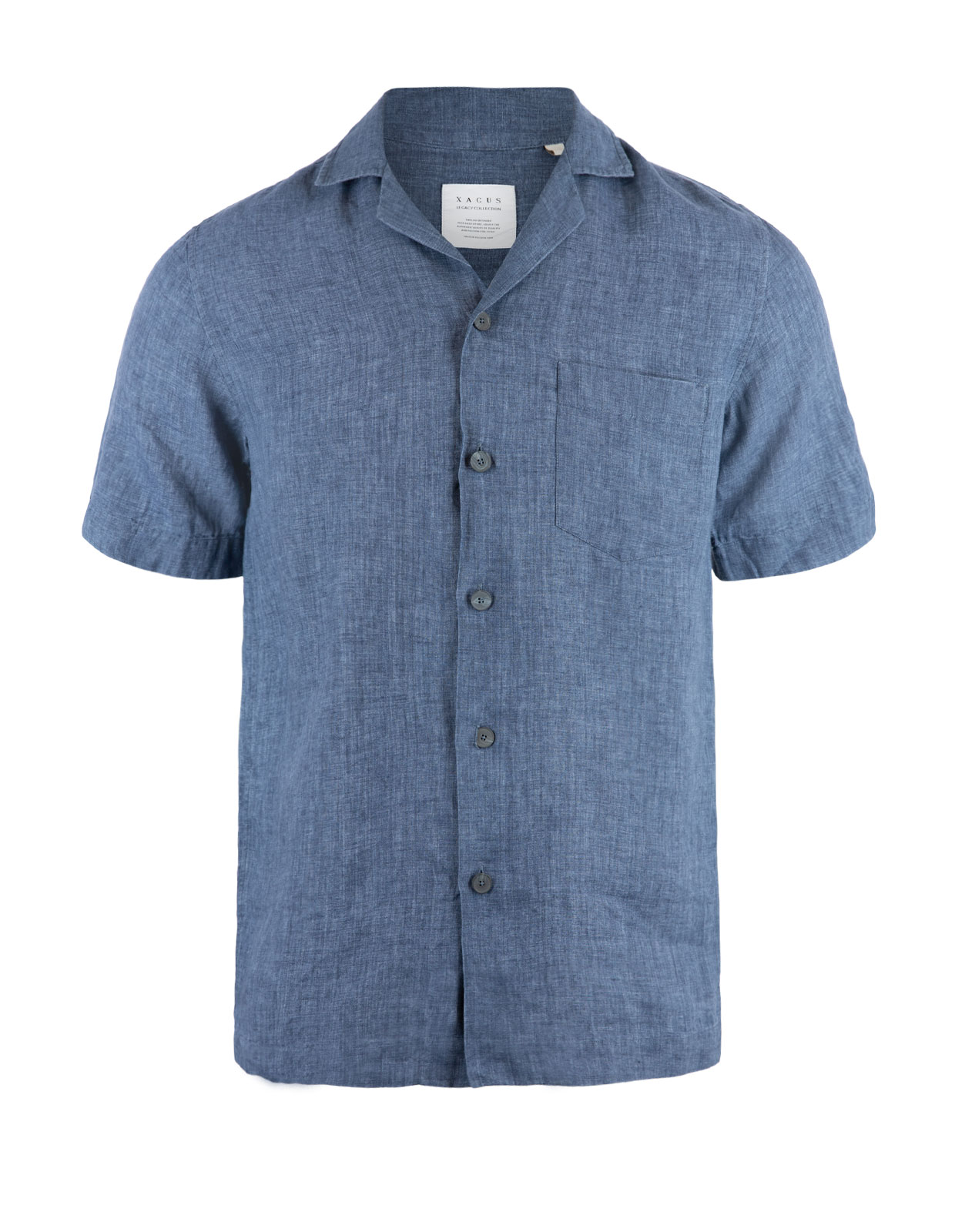 Linen Short Sleeve Shirt Dark Blue