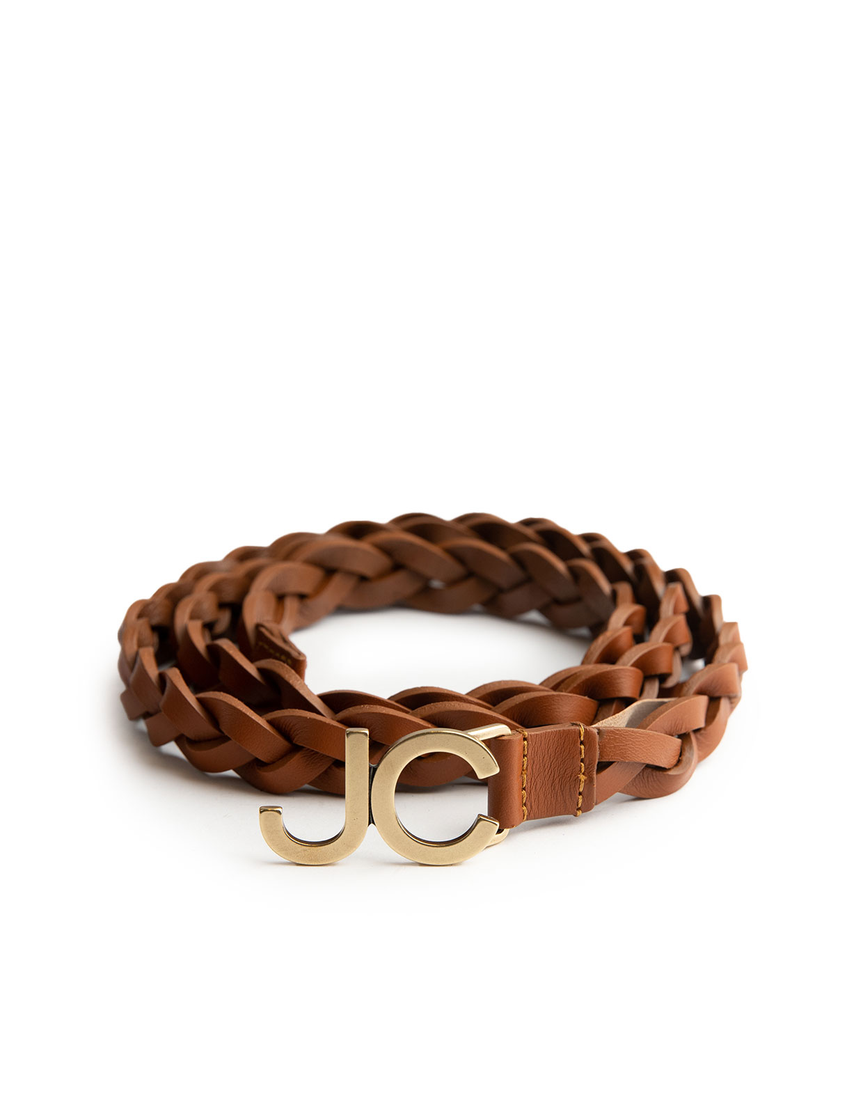 Braided Leather Belt Cognac
