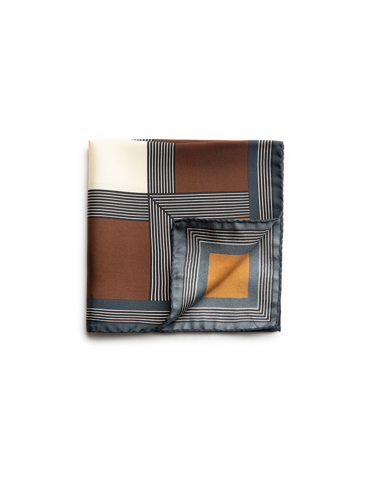 Pocket Square Silk Printed Windowpane Navy