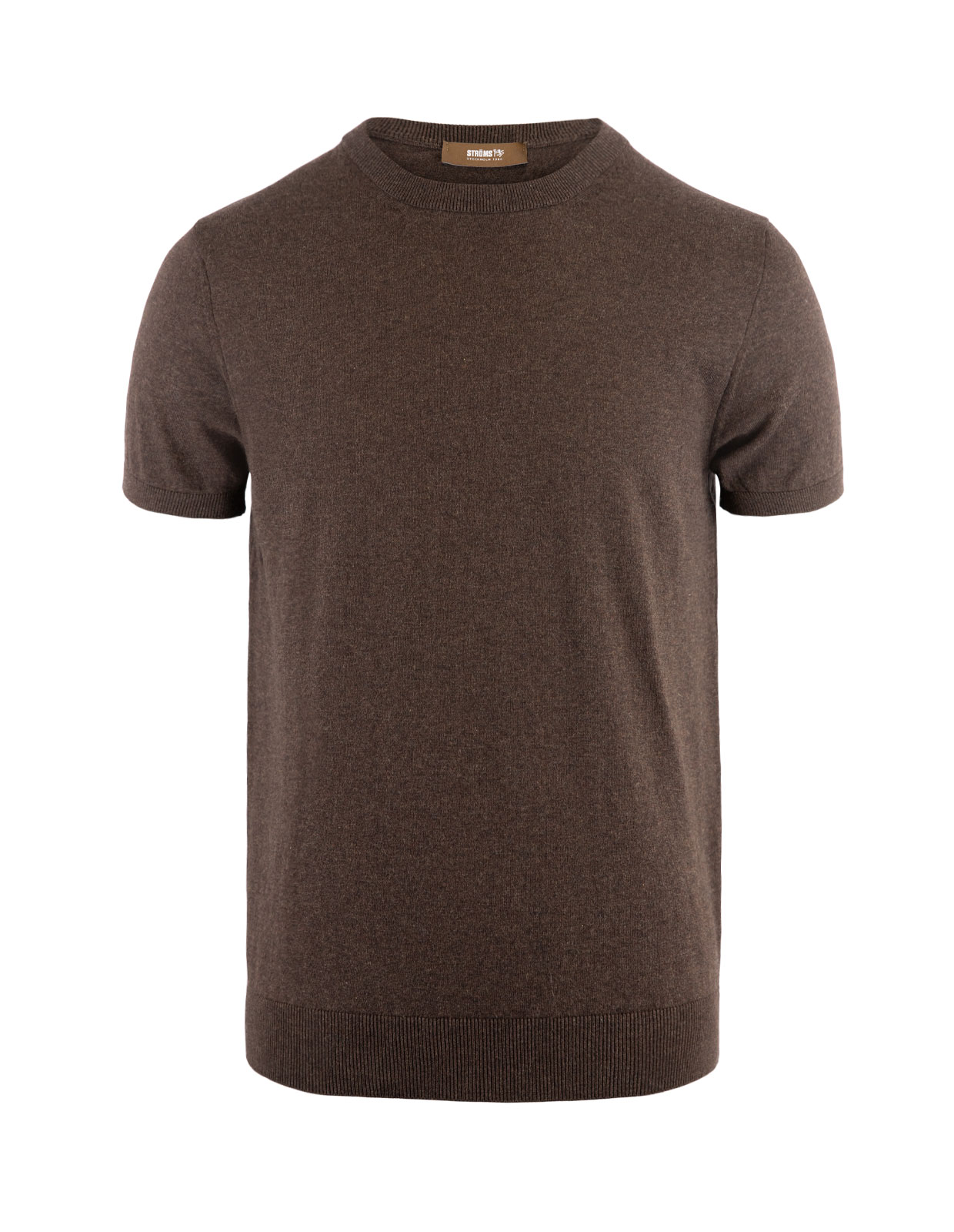 New T-Shirt Fine Knitted Cotton Chocolate