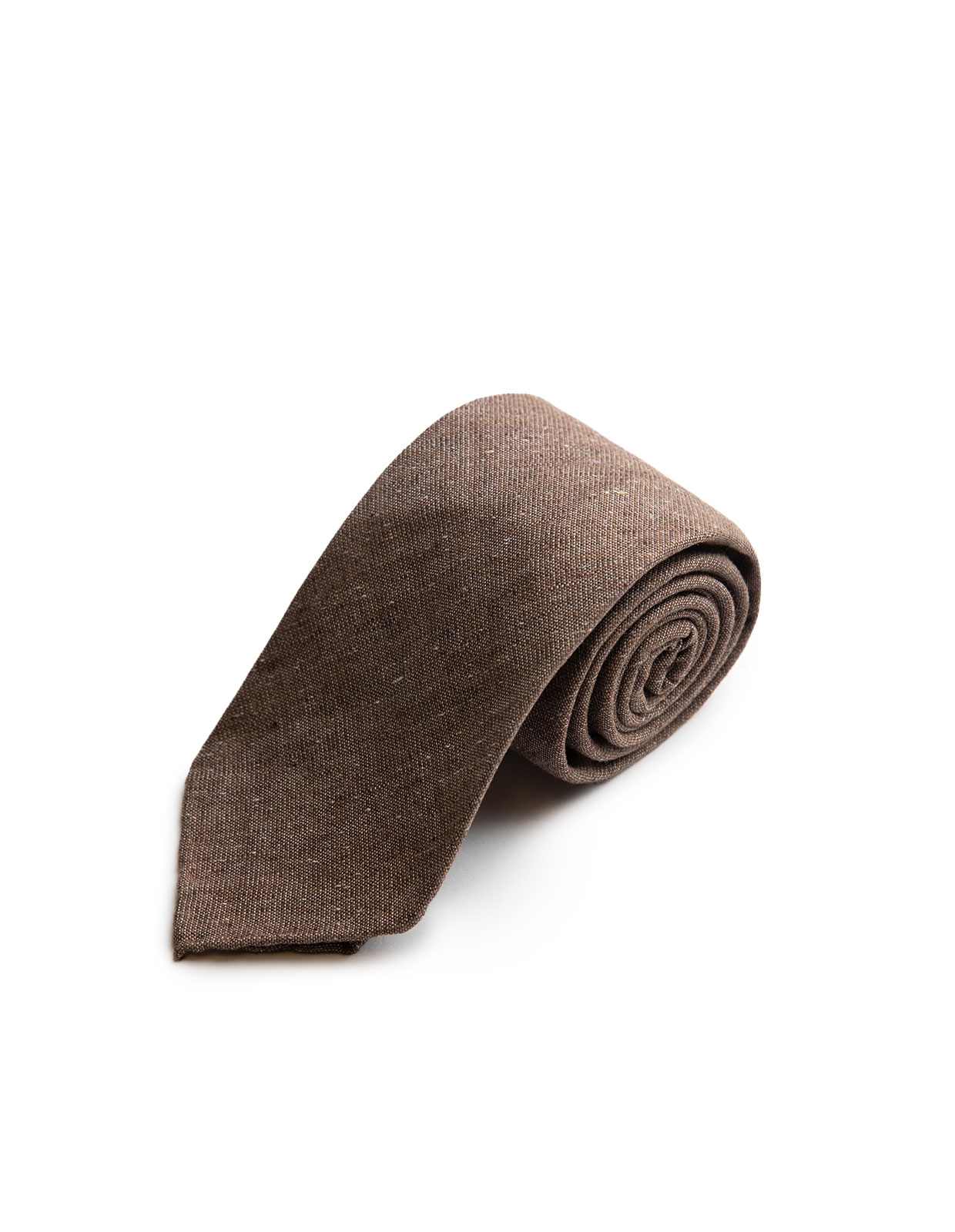 Untipped Tie Silk Linen Cotton Nougat Solid