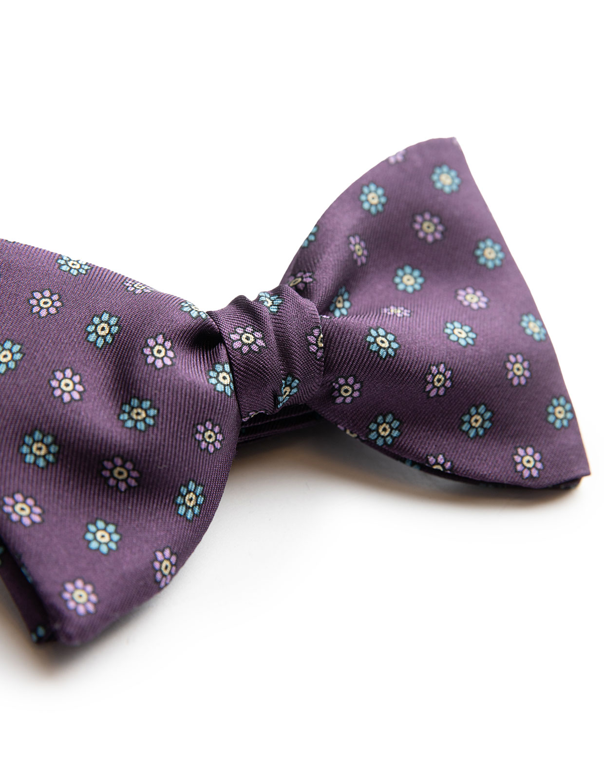 Silk Bowtie Printed Purple/Flowers