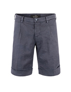 Milano Pleat Shorts Linen Cotton Stretch Blue Navy Stl 54