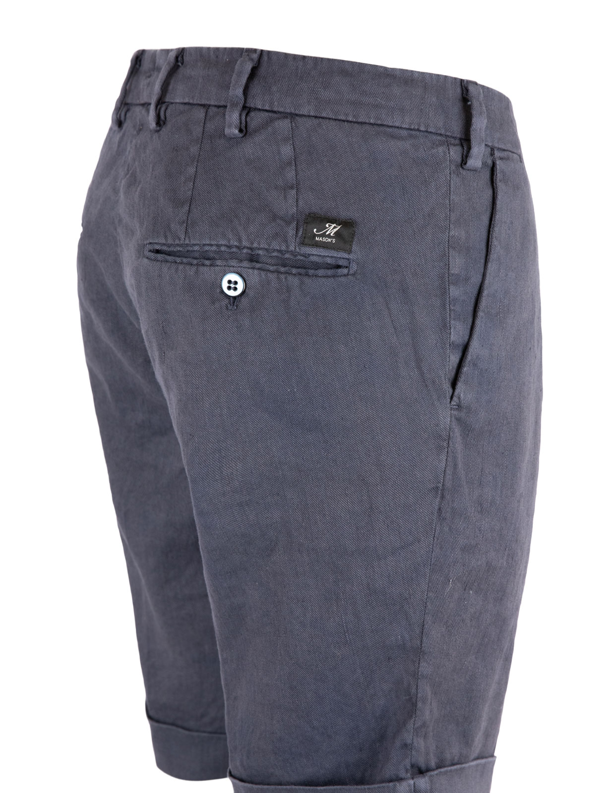 Milano Pleat Shorts Linen Cotton Stretch Blue Navy Stl 46