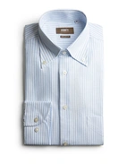 Regular Fit Button Down Oxford Shirt Blå/Vit Randig Stl 44