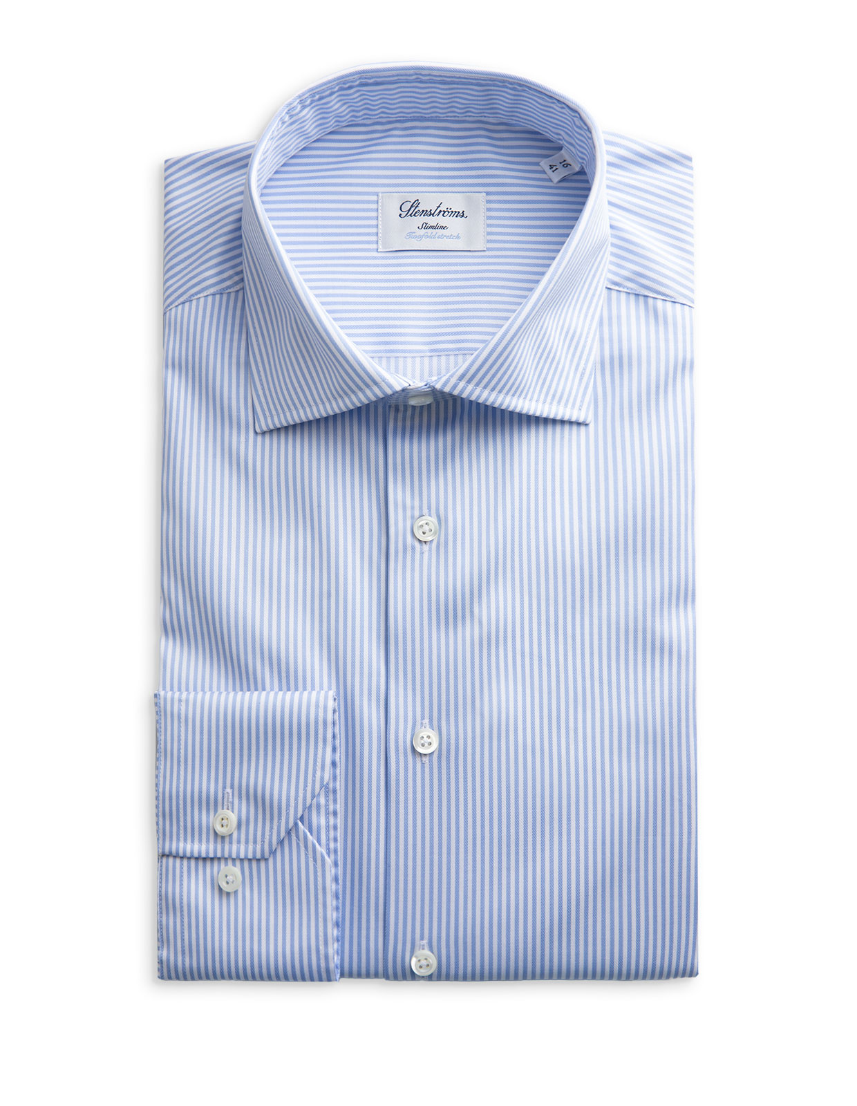 Slimline Twofold Stretch Shirt Blue/White
