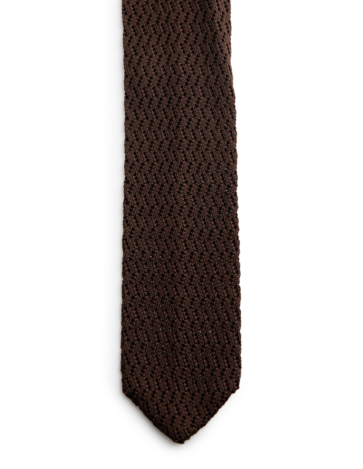 Zig Zag Knitted Silk Tie Cioccolato