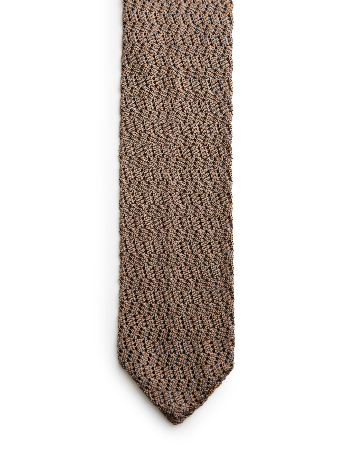 Zig Zag Knitted Silk Tie Legno