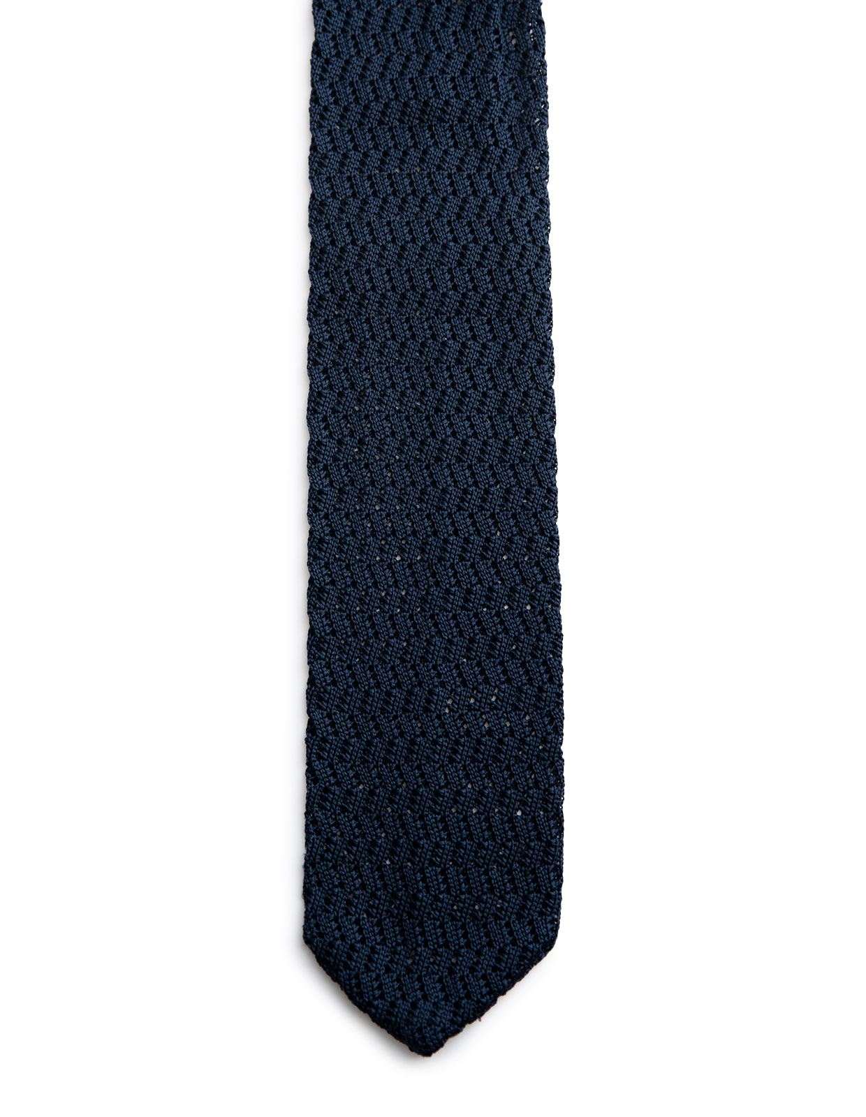 Zig Zag Knitted Silk Tie Marinblå