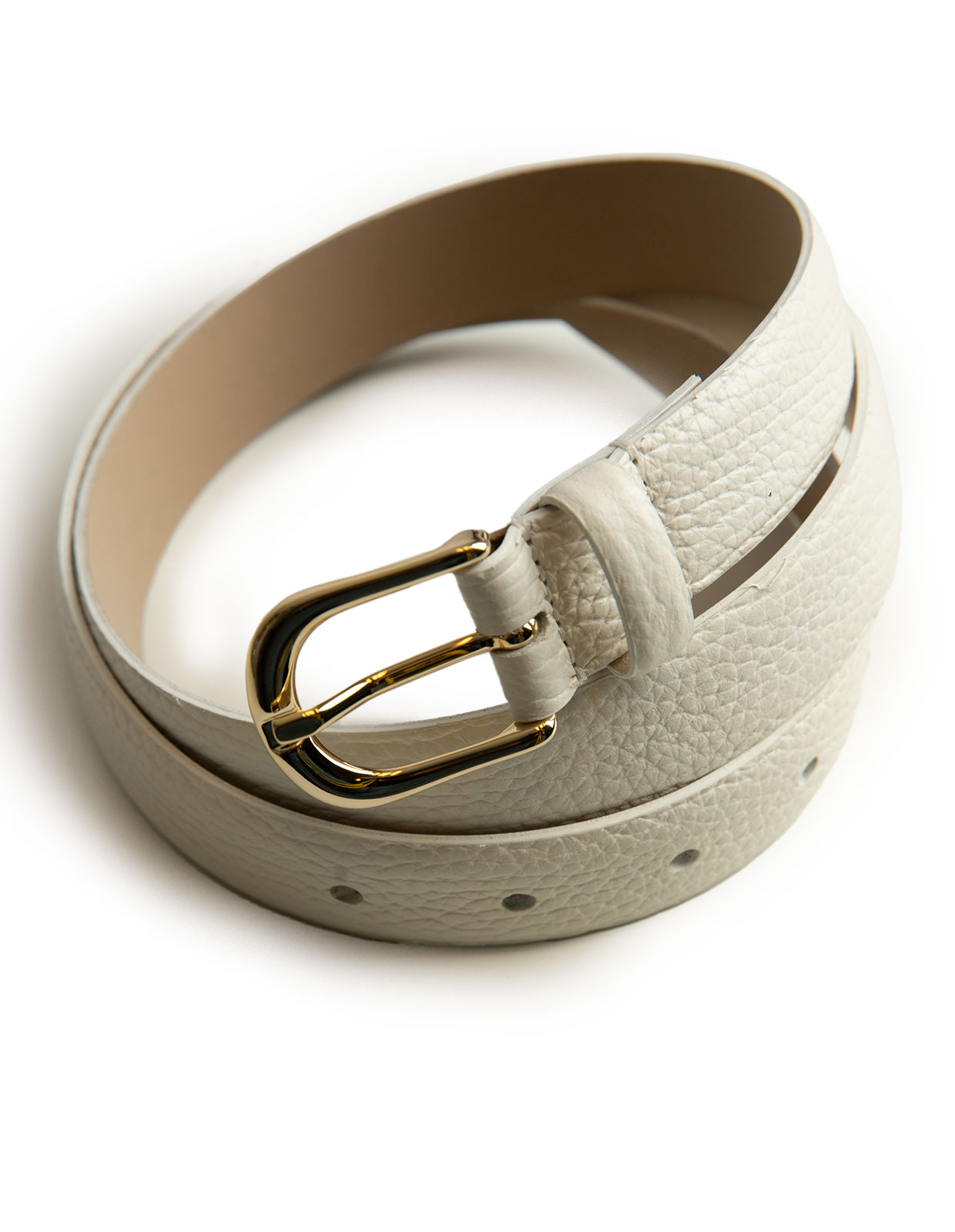 Belt With Gold Buckle Bianco