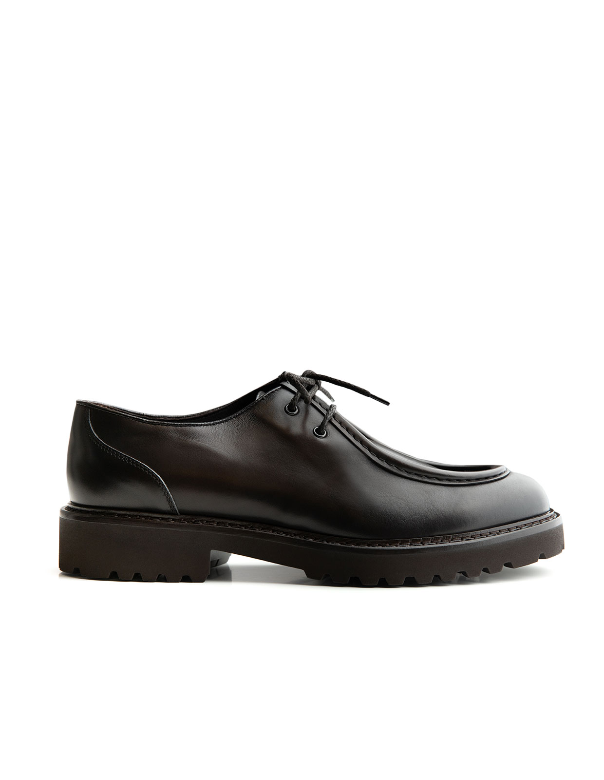 Lace-up Leather Shoe Dark Brown