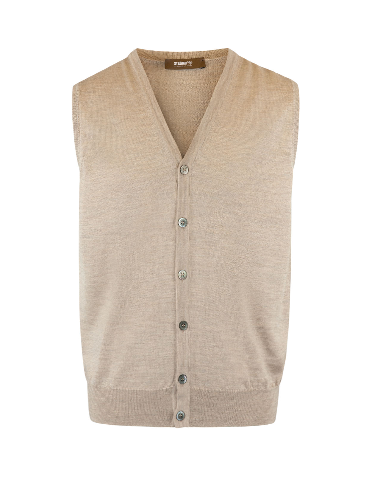 Väst Finstickad Merinoull Beige