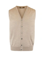 Väst Finstickad Merinoull Beige
