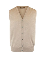 Väst Finstickad Merinoull Beige