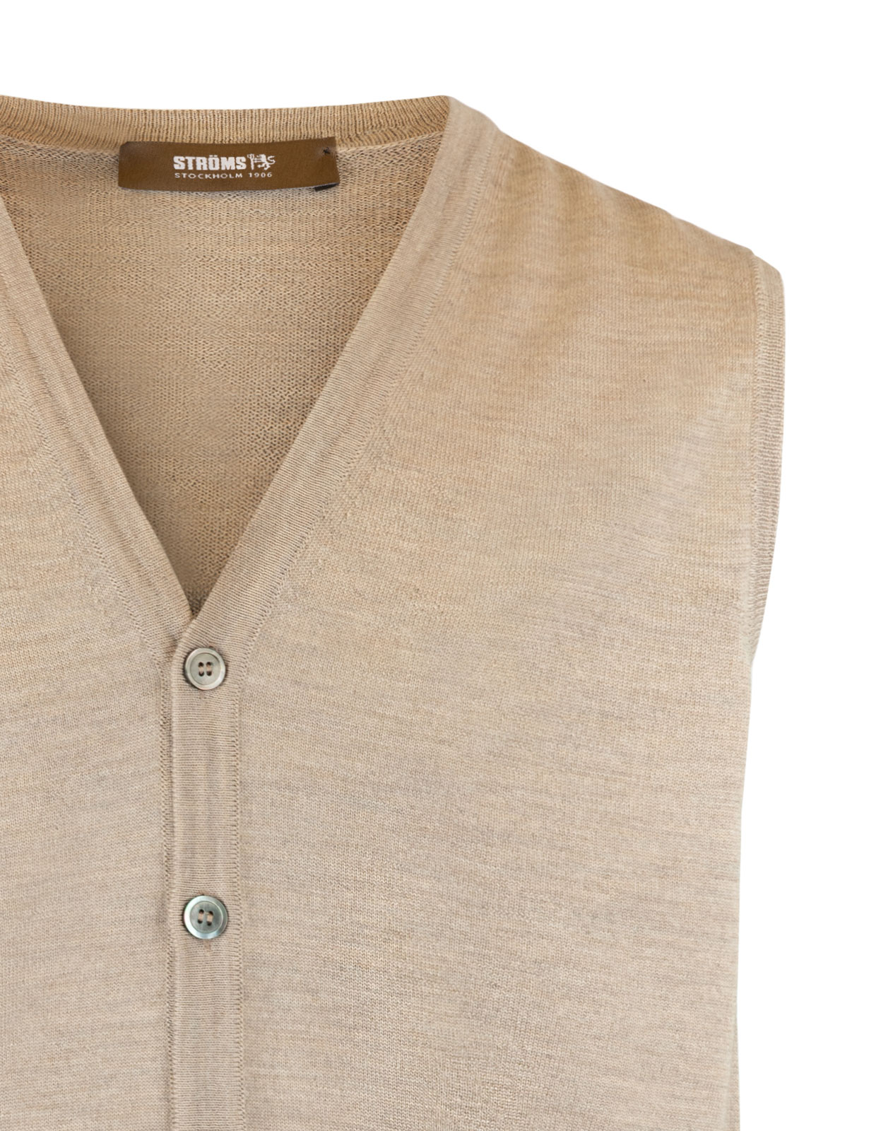 Väst Finstickad Merinoull Beige