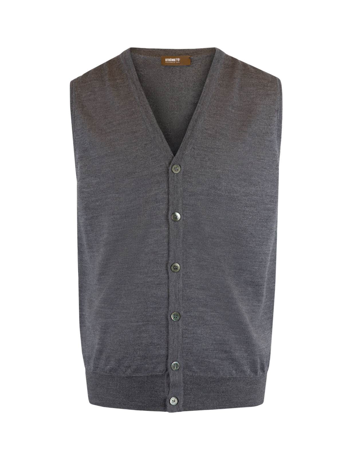Knitted Vest Sleevless Merino Cardigan Flannel Grey