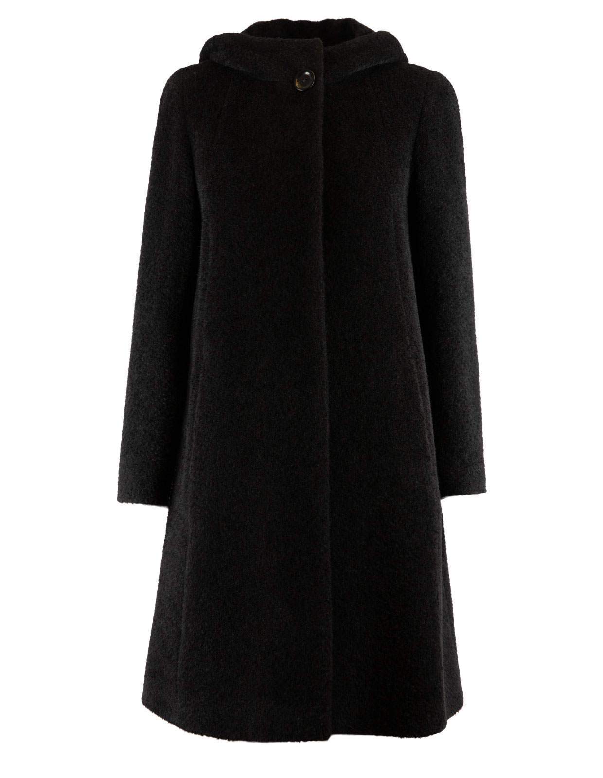 Hooded Wool Coat Black