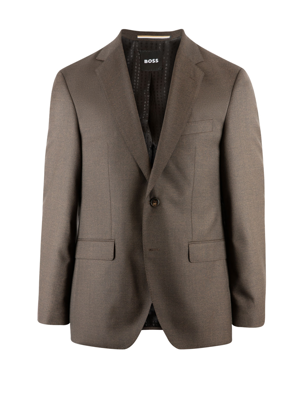 H-Jeckson Suit Wool Texture Medium Brown