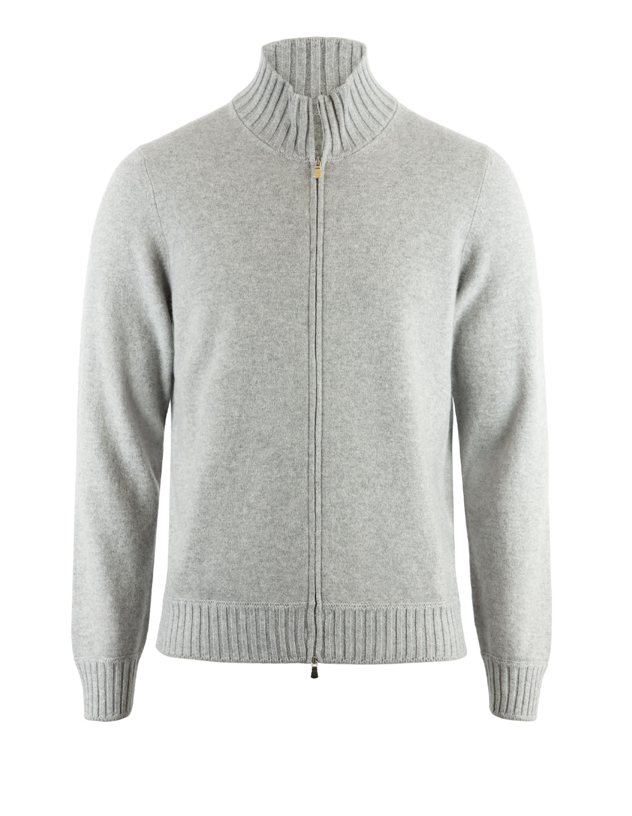 Full Zip Cardigan Felted Cashmere Light Grey