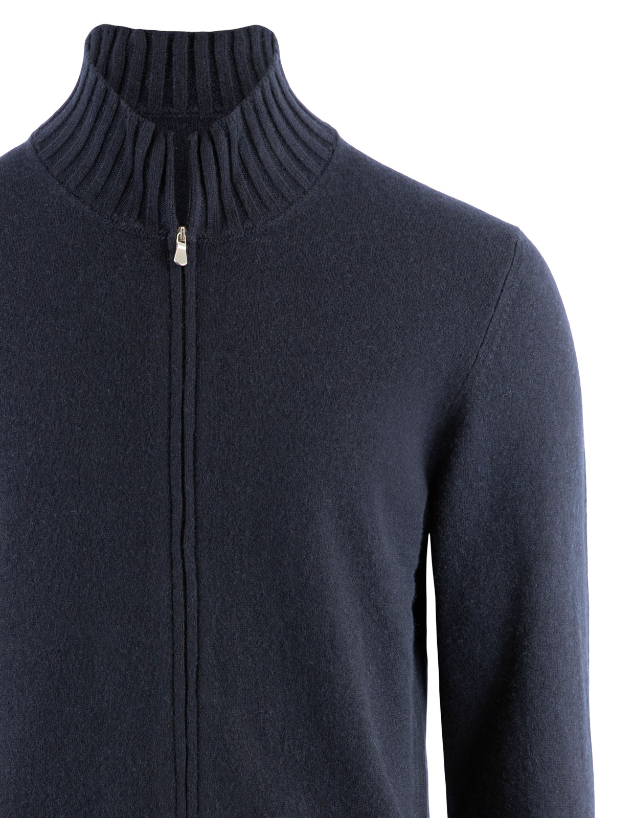 Full Zip Cardigan Felted Cashmere Navy