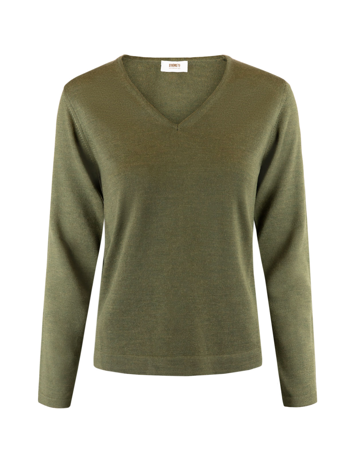 V-Hals Tröja Merinoull Olive Green