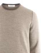 Contrast Crew Neck Knitted Merino Beige