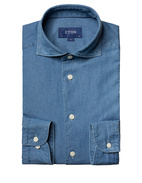 Slim Fit Soft Denim Shirt Mid Blue Stl 37