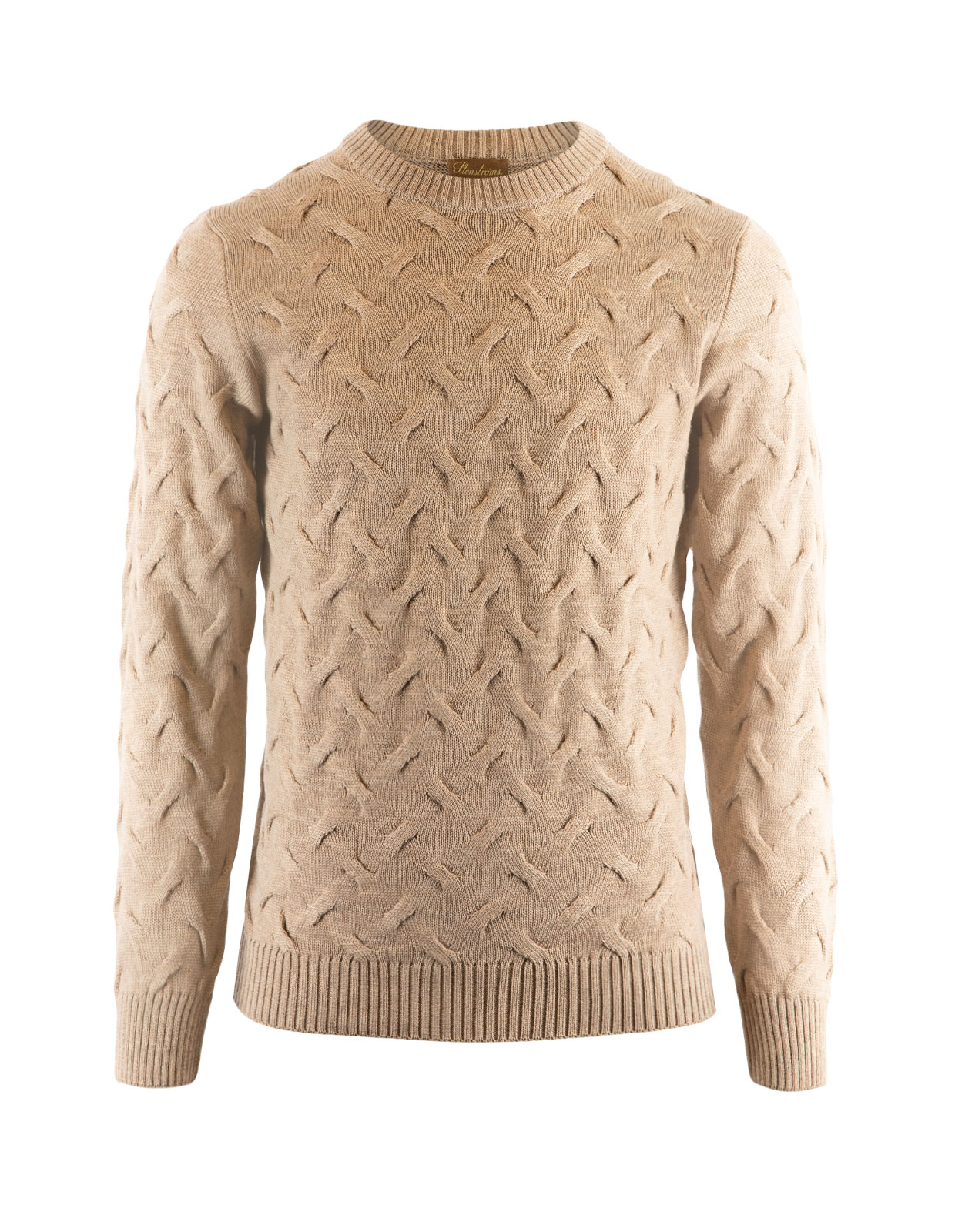 Cable Crew Neck Merino Sweater Beige