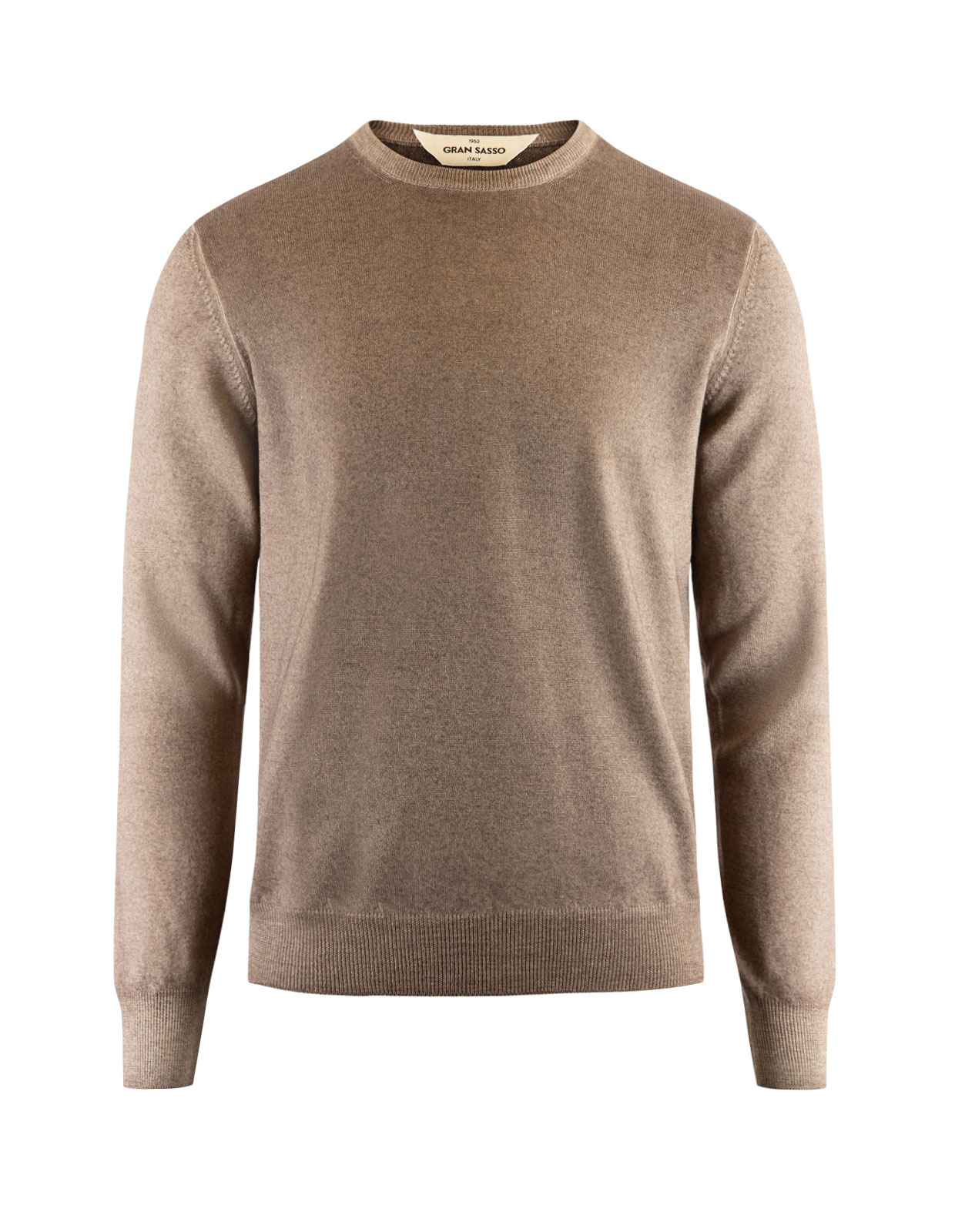 Rundhalsad Tröja Vintage Merino Gråbrun