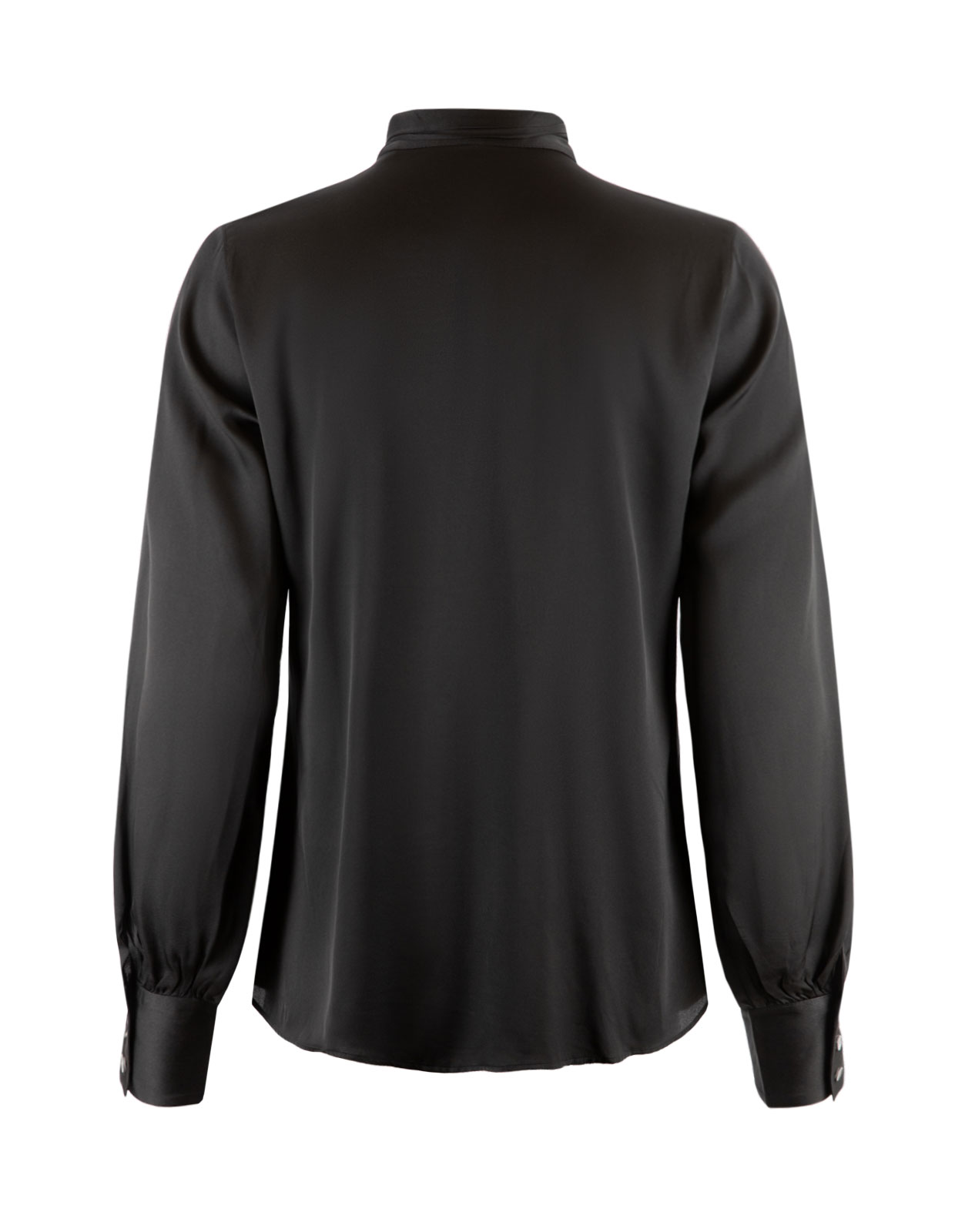 Silk Blouse with Bow Collar Black