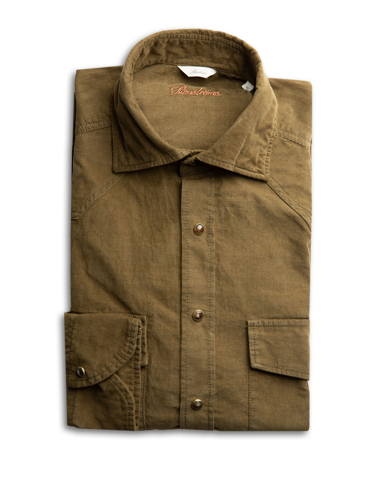 Slimline Shirt Babycord Khaki Green