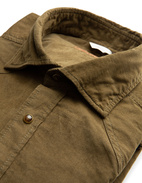 Slimline Shirt Babycord Khaki Green Stl XL