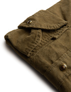 Slimline Shirt Babycord Khaki Green Stl XL
