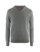 V-Neck Cashmere Dark Heather Grey