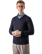 Tröja V-ringad Merinoull Marinblå M