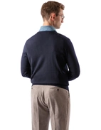 Tröja V-ringad Merinoull Marinblå M