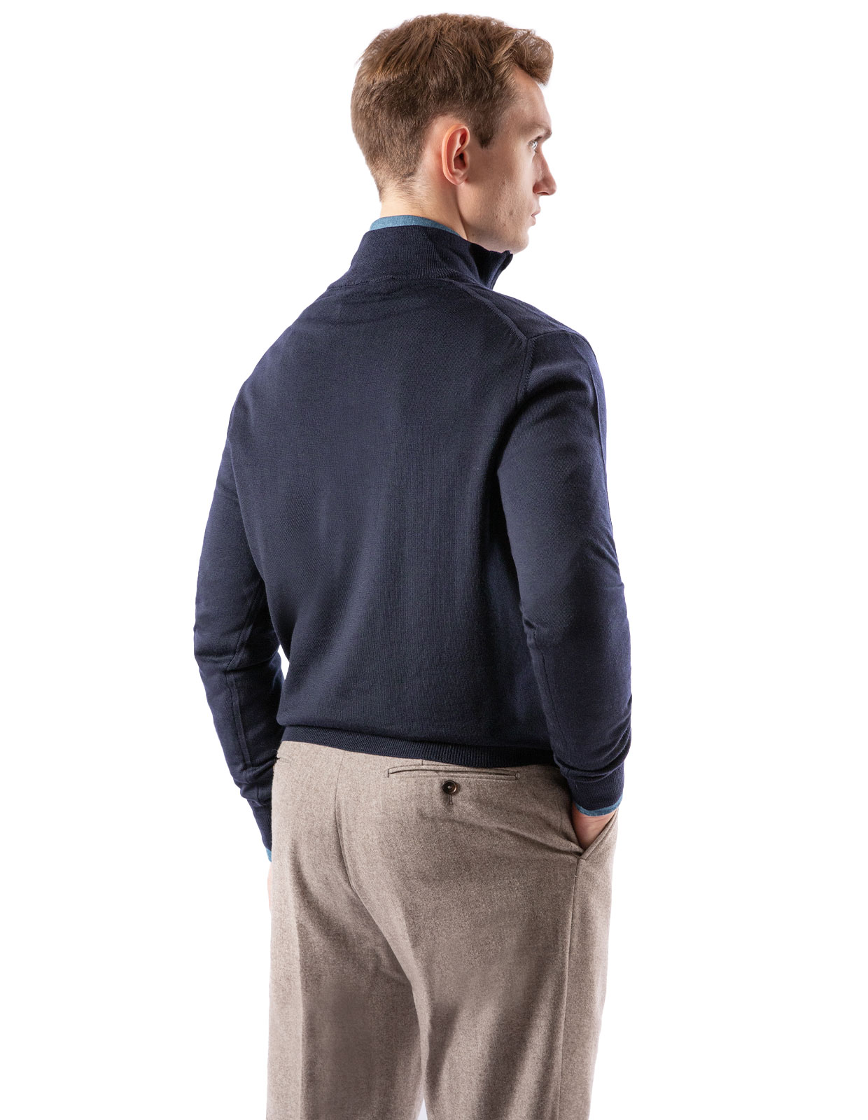 Half Zip Merino Sweater Navy Stl S