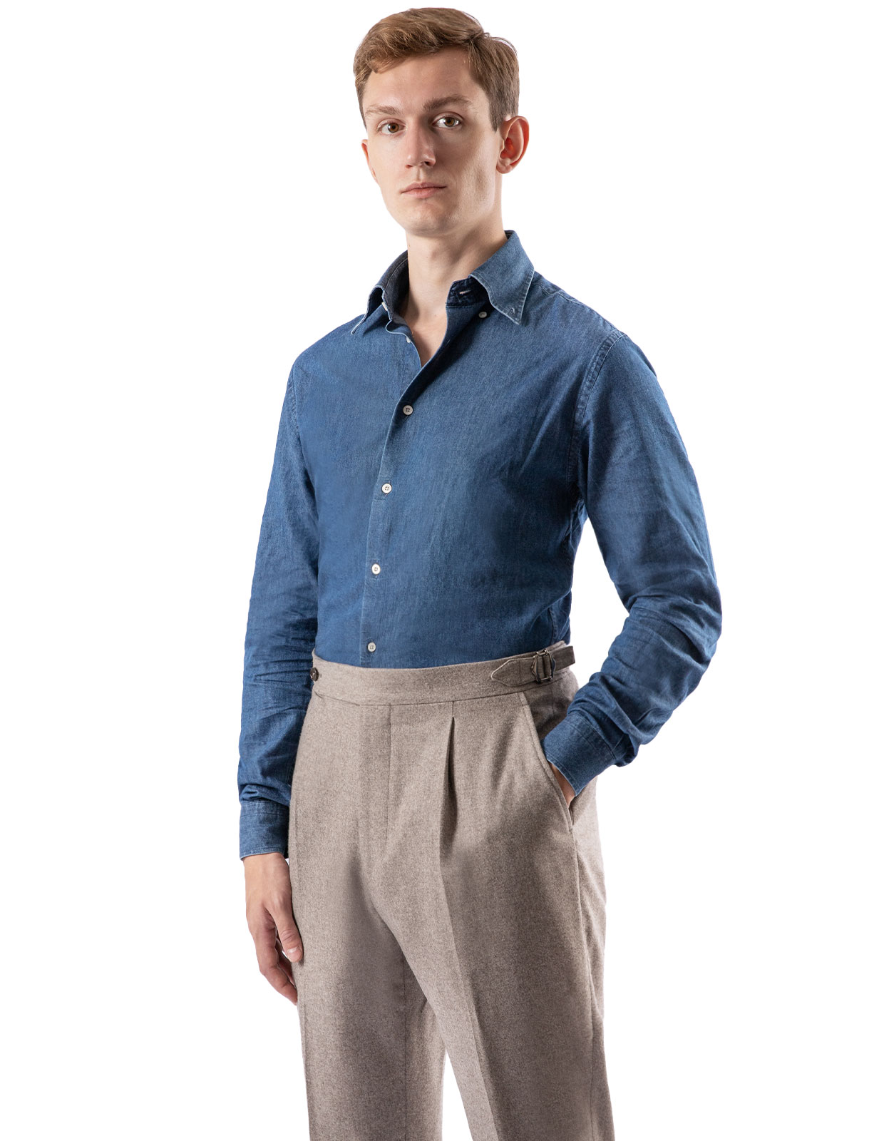 Slim Fit Extra Long Sleeve Denim Shirt Dark Blue Stl XLÄ41