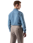 Slim Fit Button Down Denim Shirt Washed Blue Stl 44