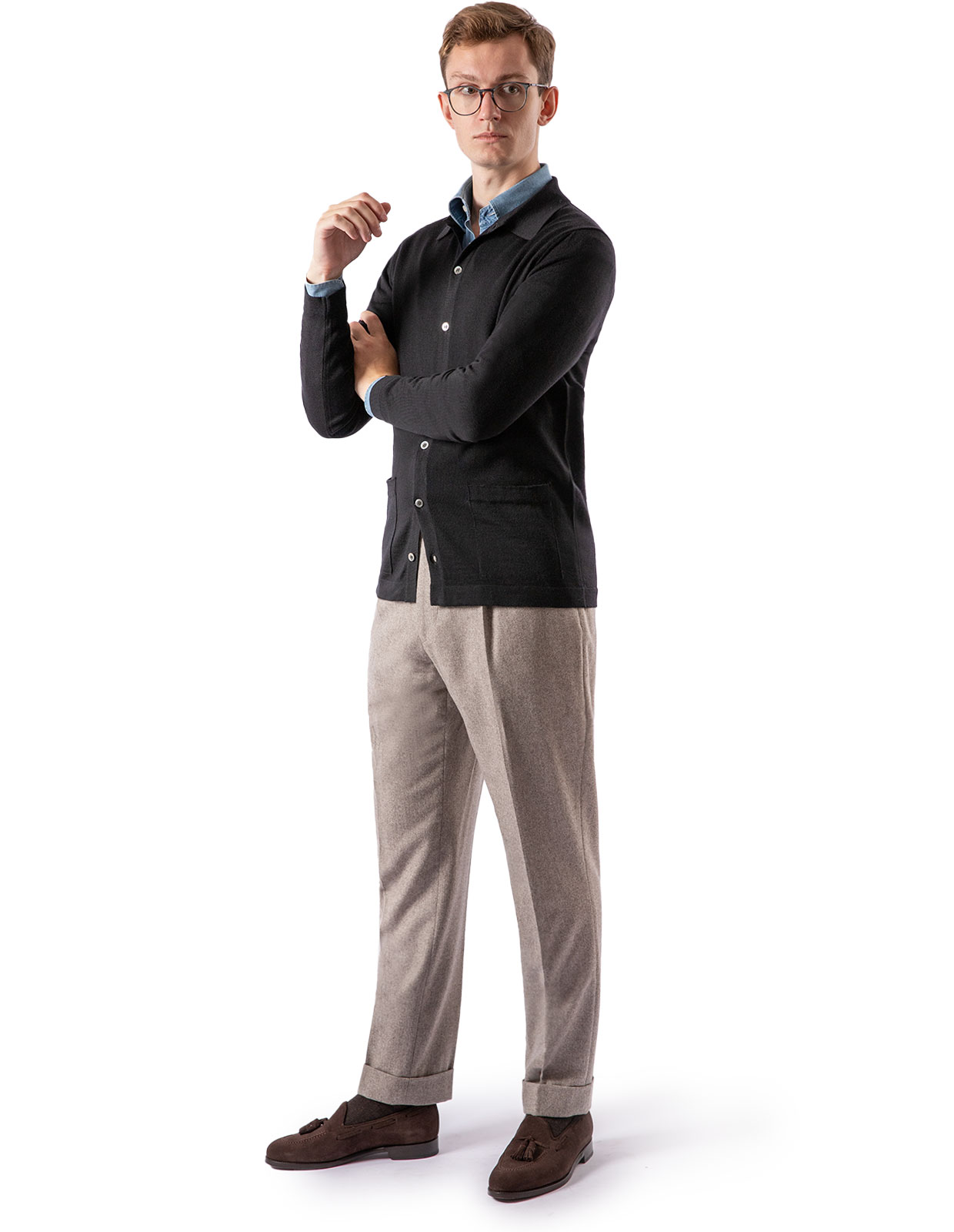 Shirt Cardigan Merino Black