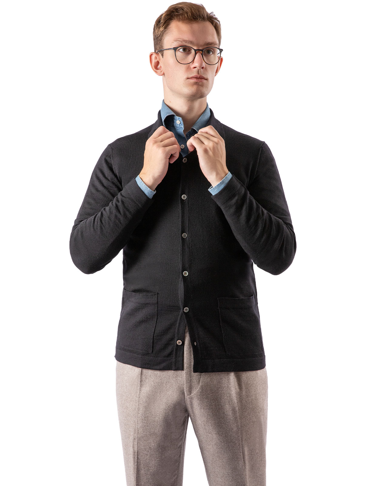 Shirt Cardigan Merino Black