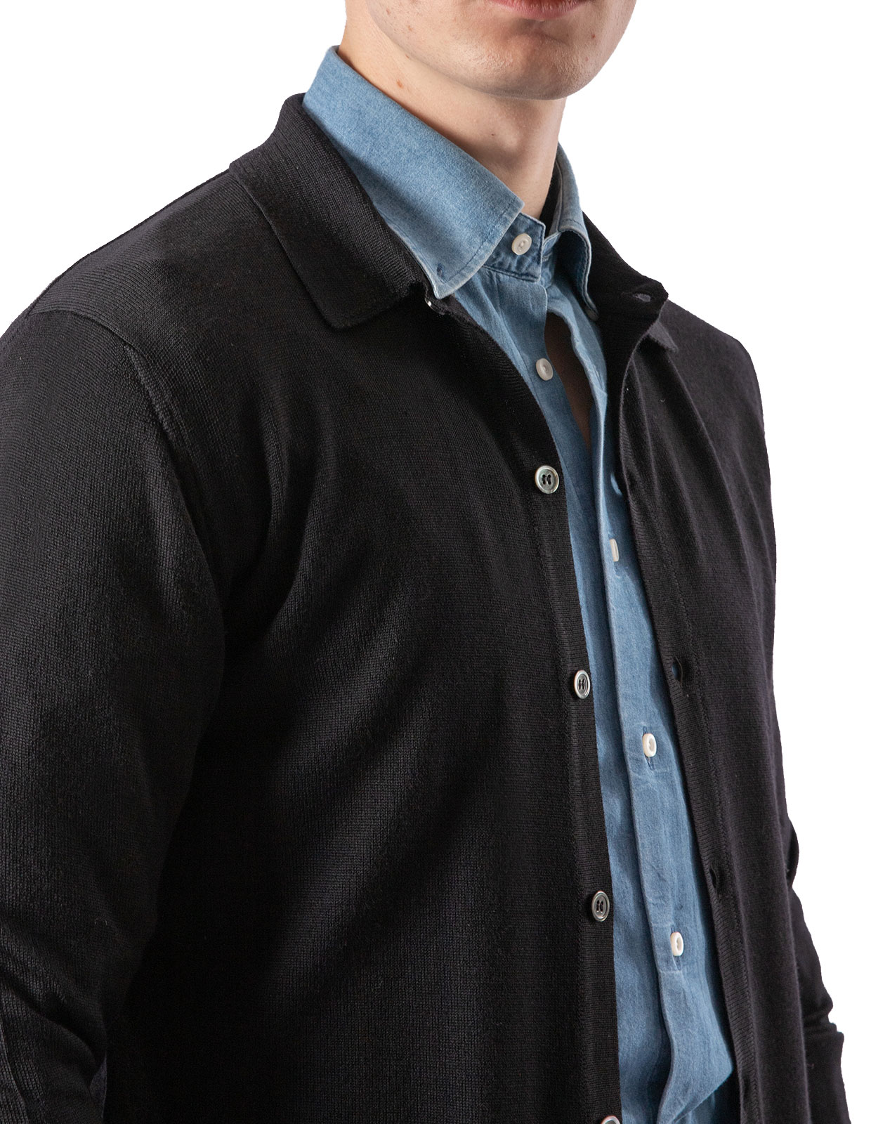 Shirt Cardigan Merino Black