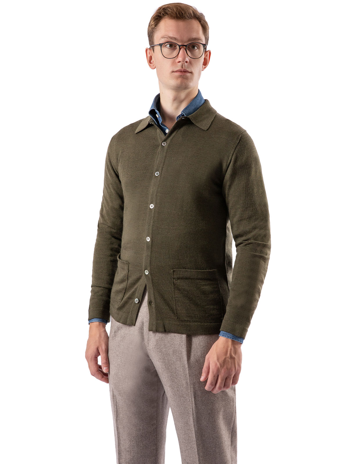 Cardigan Merinoull Grön Cardigan Merinoull Grön