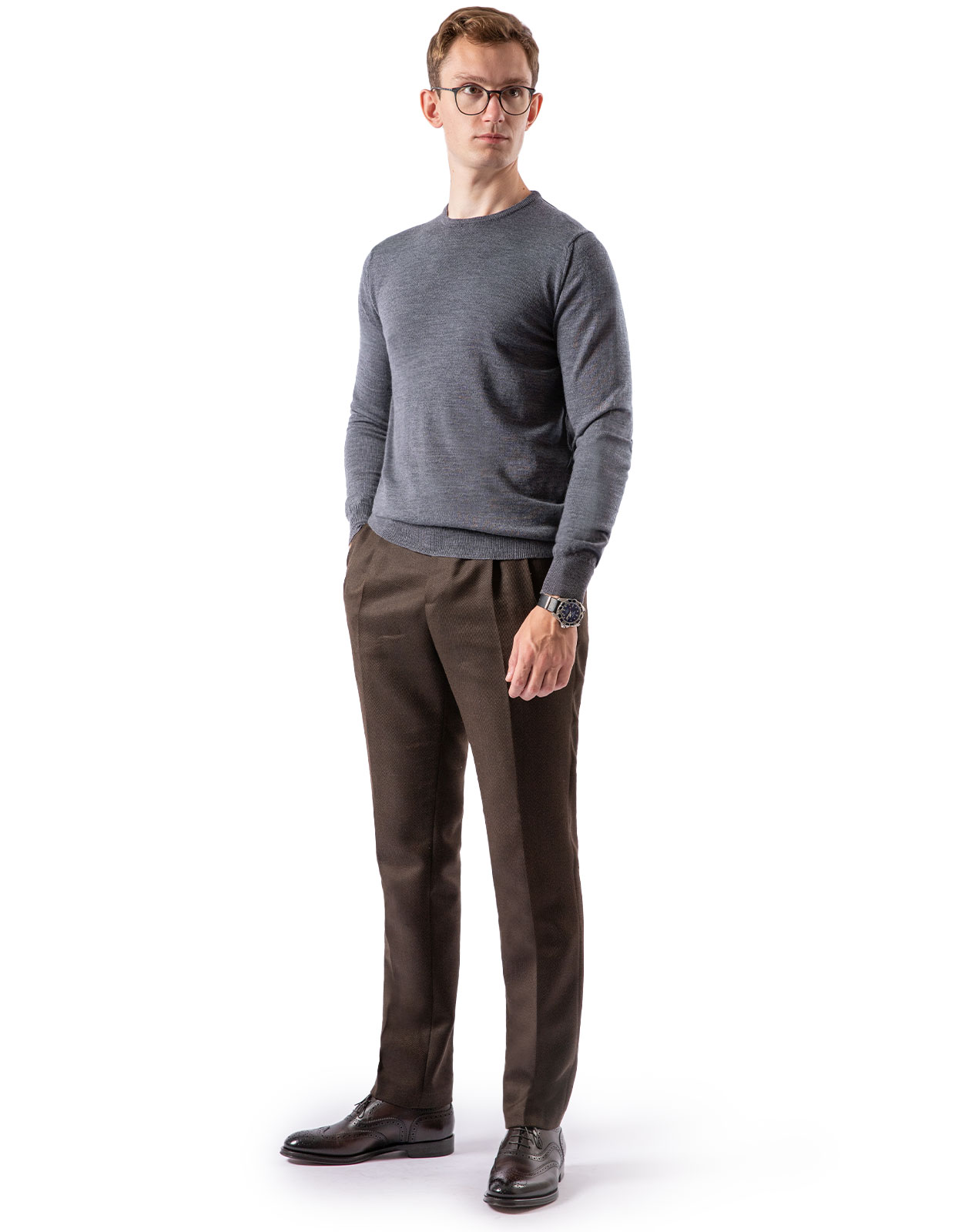 Crew Neck Merino Sweater Flannel Grey