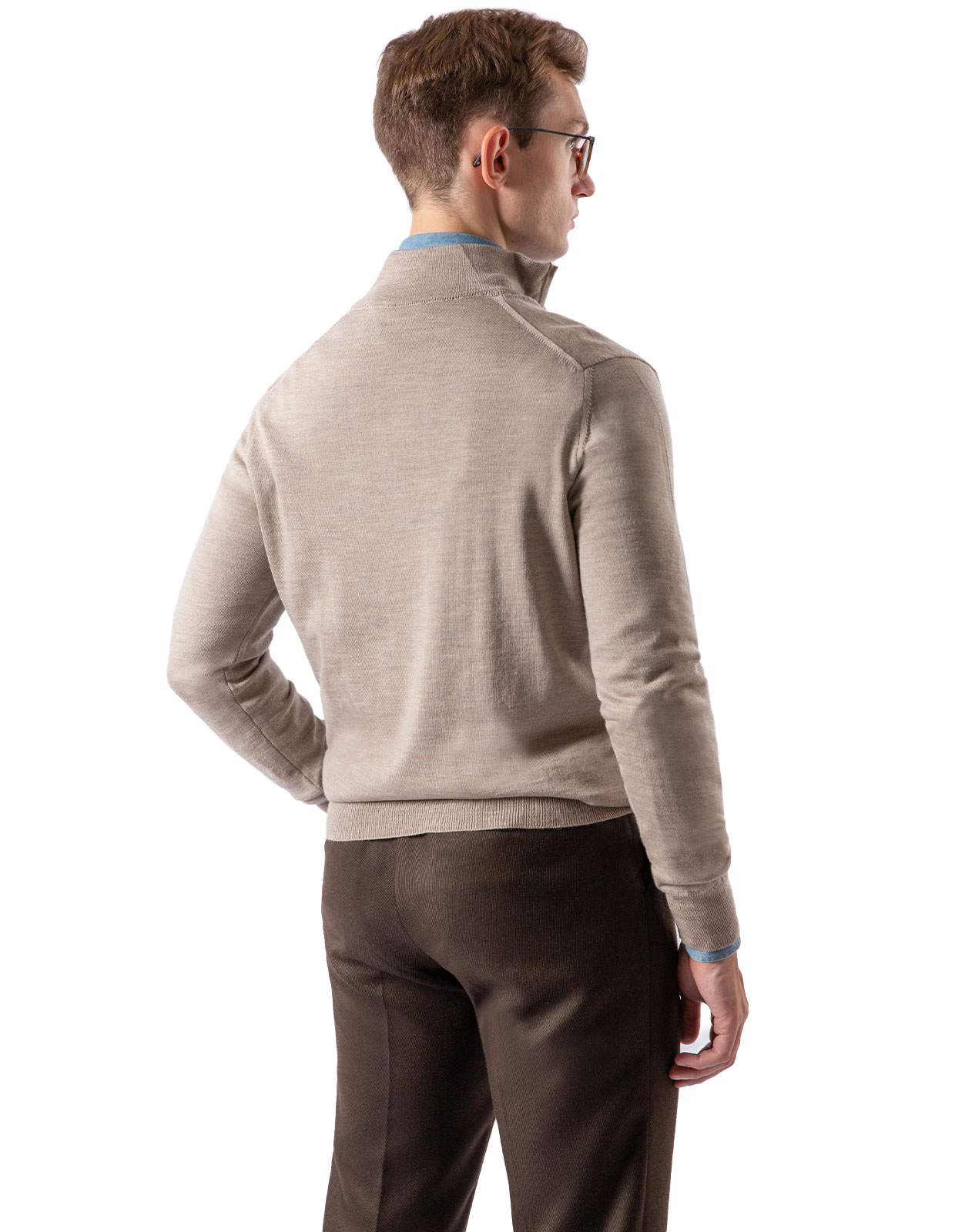 Half Zip Tröja Merinoull Beige 3XL