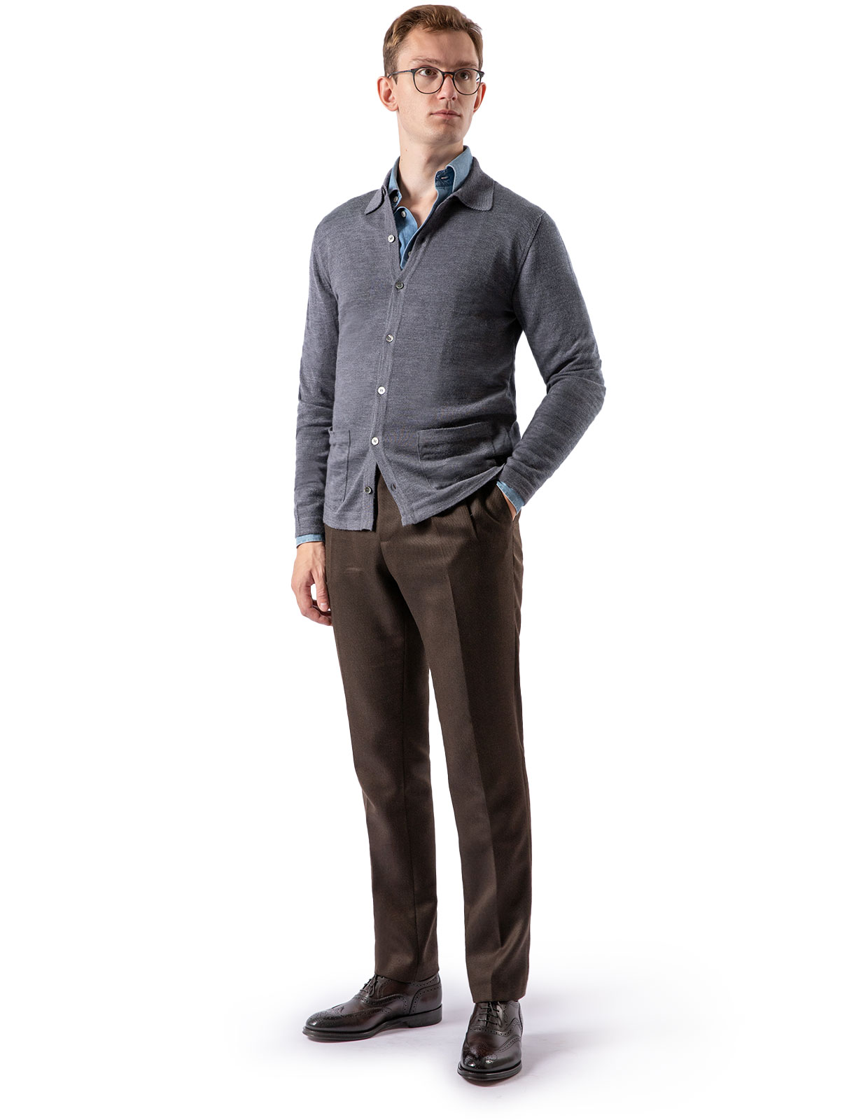 Shirt Cardigan Merino Flannel Grey