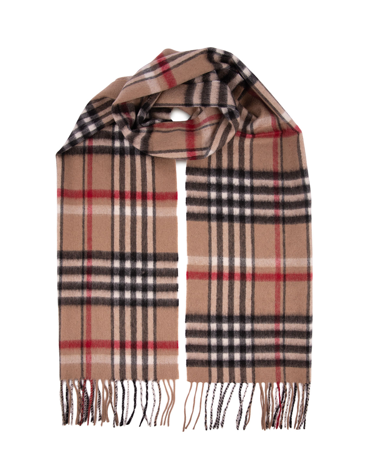 Cashmere Scarf Mixed Beige Check