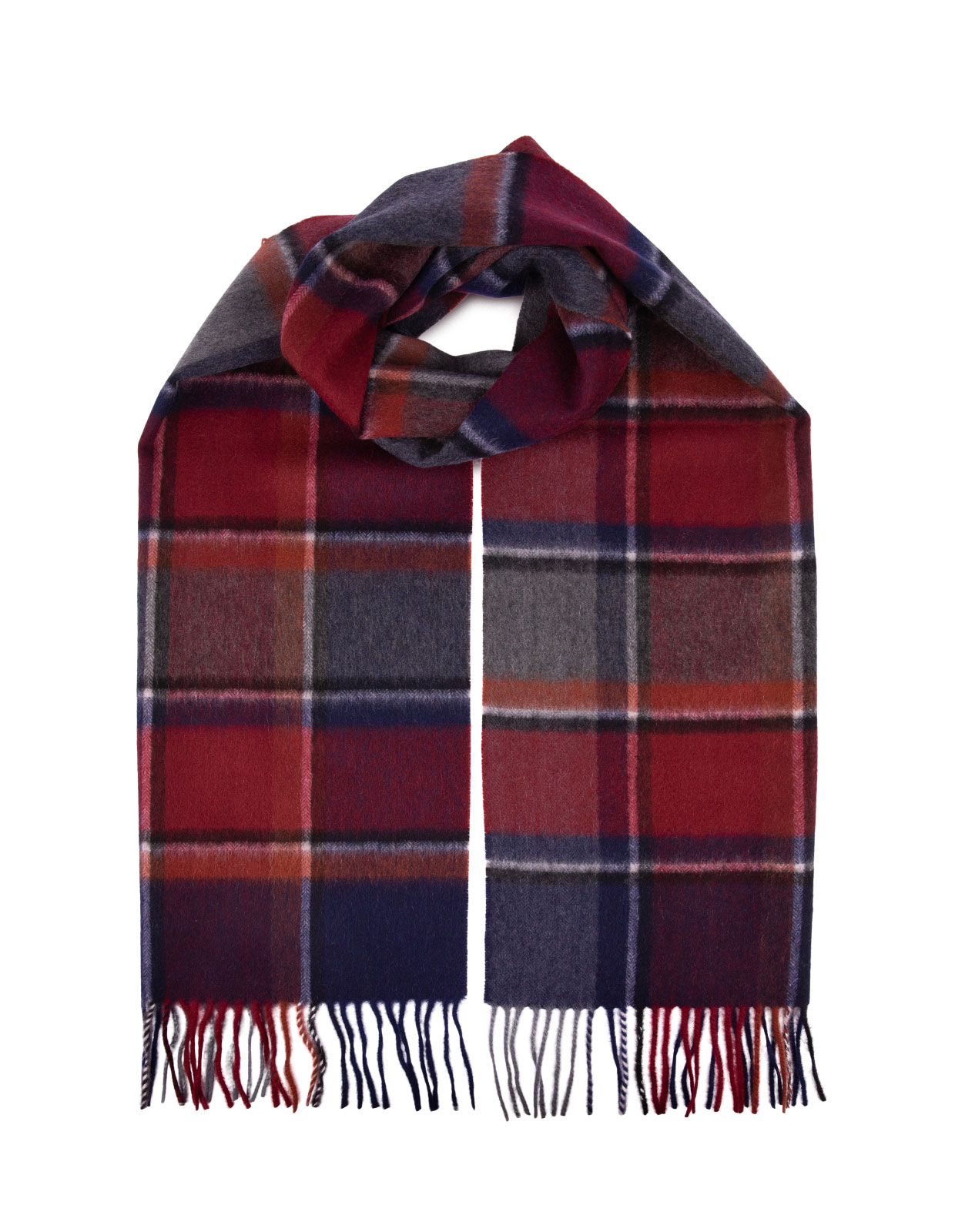 Scarf Cashmere Vinröd/Navy